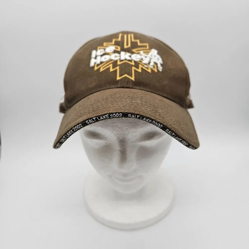 Salt Lake 2002 Olympic Games Strapback Hat Ice Hockey Venue Collection Brown VTG